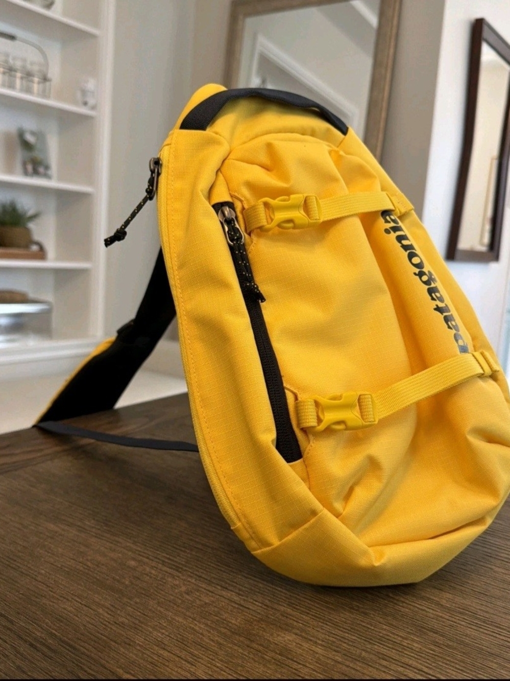 Patagonia Bright Yellow Sling Pack with Black Accents